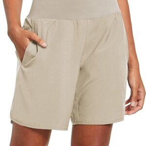 Baleaf Womens' 7" Running Athletic Shorts with Liner - High Waist